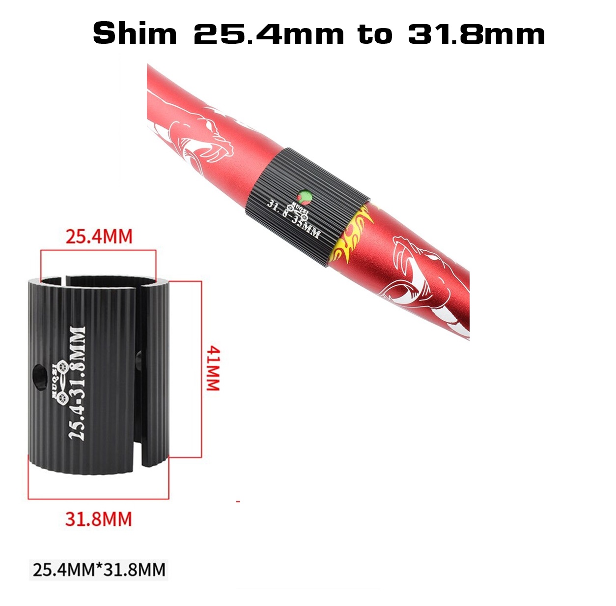 Adapter แปลงแฮนด์จาก 25.4 เป็น 31.8 สำหรับแฮนด์จักรยาน MUQZI สีดำ