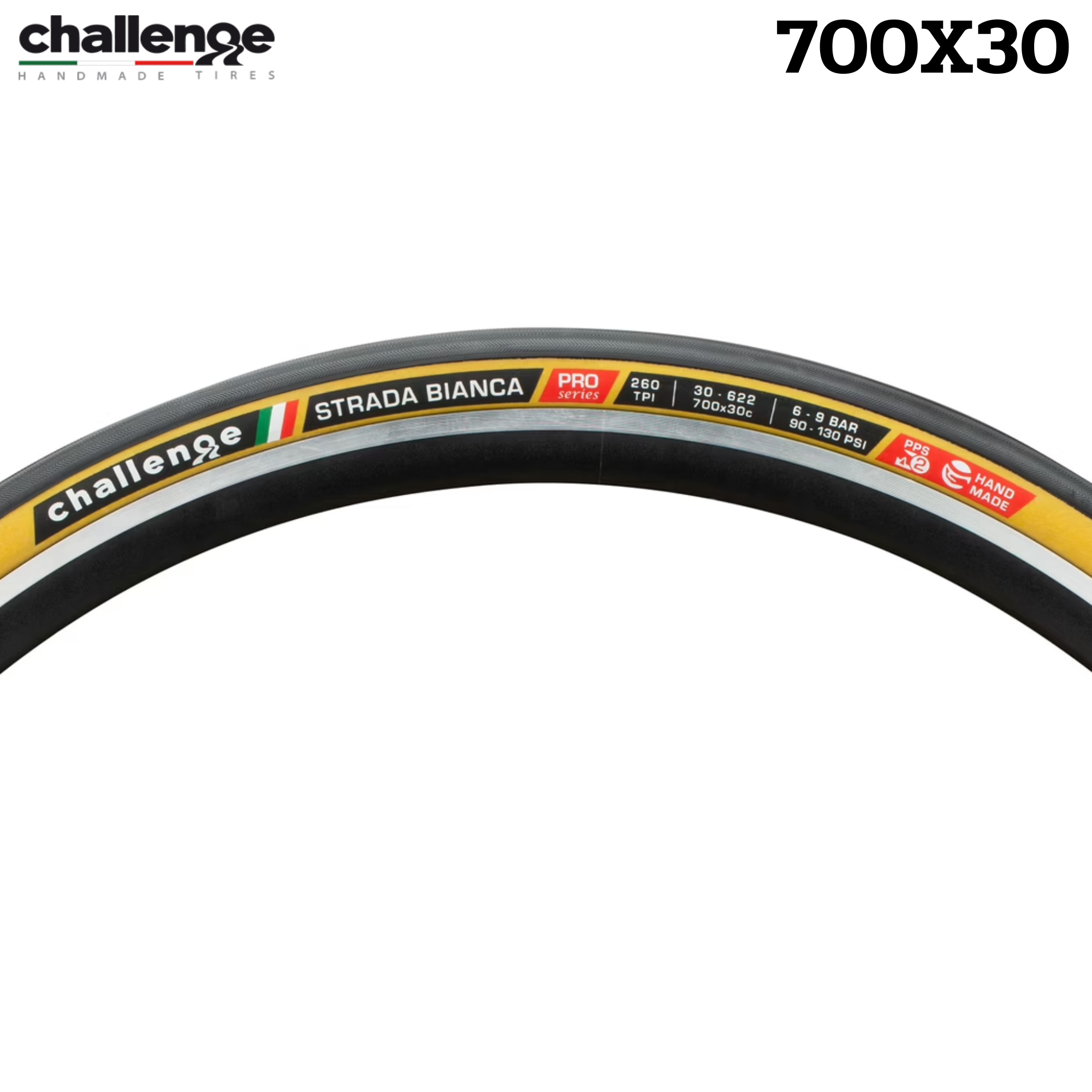 ยางฮาล์ฟ ยางนอกจักรยานเสือหมอบ Challenge Strada Pro 28" Tubular Tyre 700X30