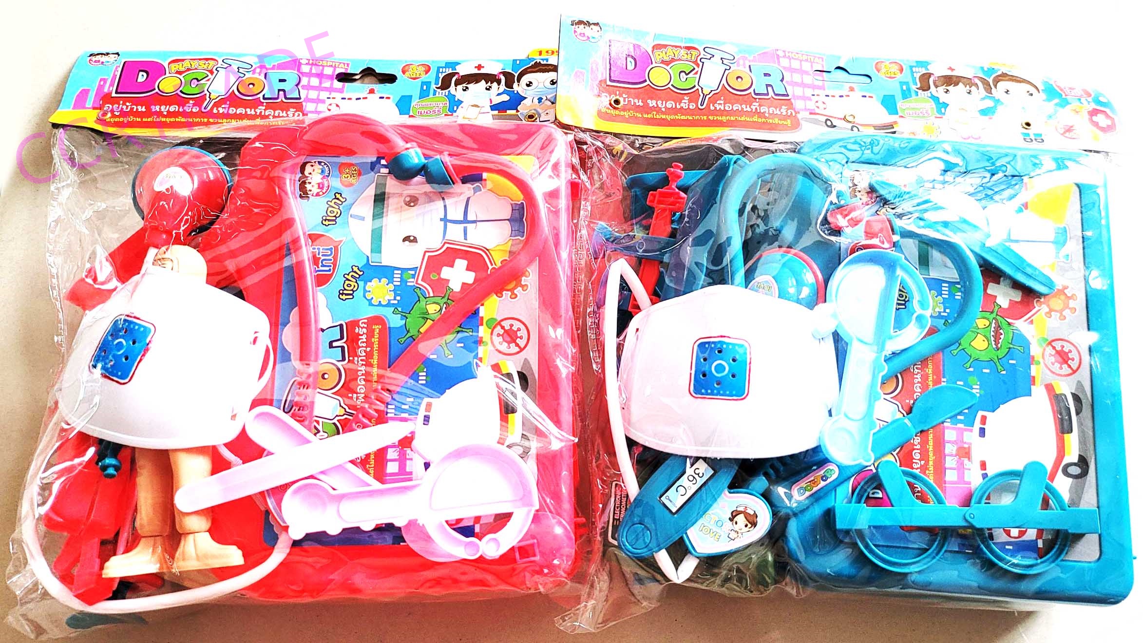 เซ็ทคุณหมอป้องกันไวรัส+กระเป๋าถุง PVC 30x31.5 ซม.(1x3)