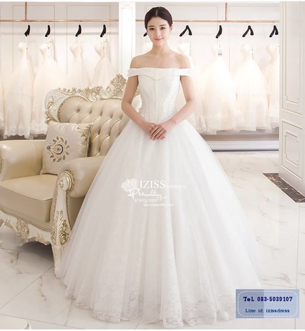BR200 **พรีออเดอร์**ชุดแต่งงาน&ชุดเจ้าสาวแบบยาวสีขาวเกรดพรีเมี่ยม หรูหราน่ารัก สวยโดดเด่นไม่ซ้ำใคร
