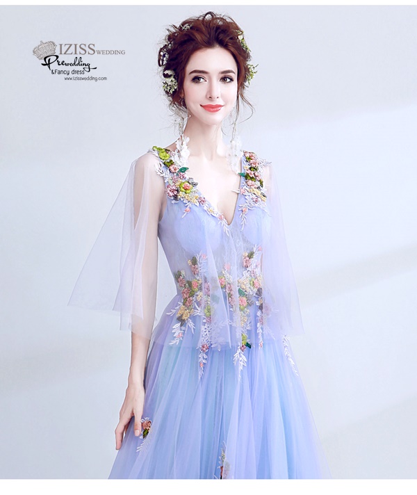 DL017 - **พรีออเดอร์** ชุดราตรี เดรสยาวออกงาน (short dresses) ชุดไปงานแต่งงานสวยๆ "ธีมสีฟ้า"