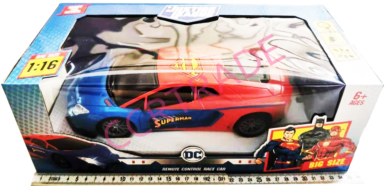 รถสปอร์ตฮีโร่ DC จัมโบ้+รีโมทไร้สาย มีไฟหน้ากล่อง 16.5x35 ซม.(1x3)
