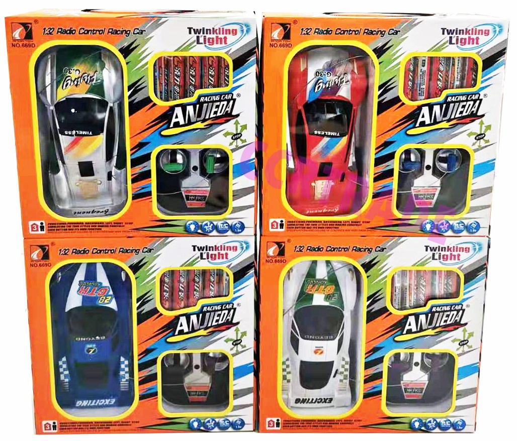 รถสปอร์ตบังคับไร้สายกล่อง(ล้อไฟ) 18x19.5 ซม. แถมถ่าน 5 ก้อนกล่อง (1x3)