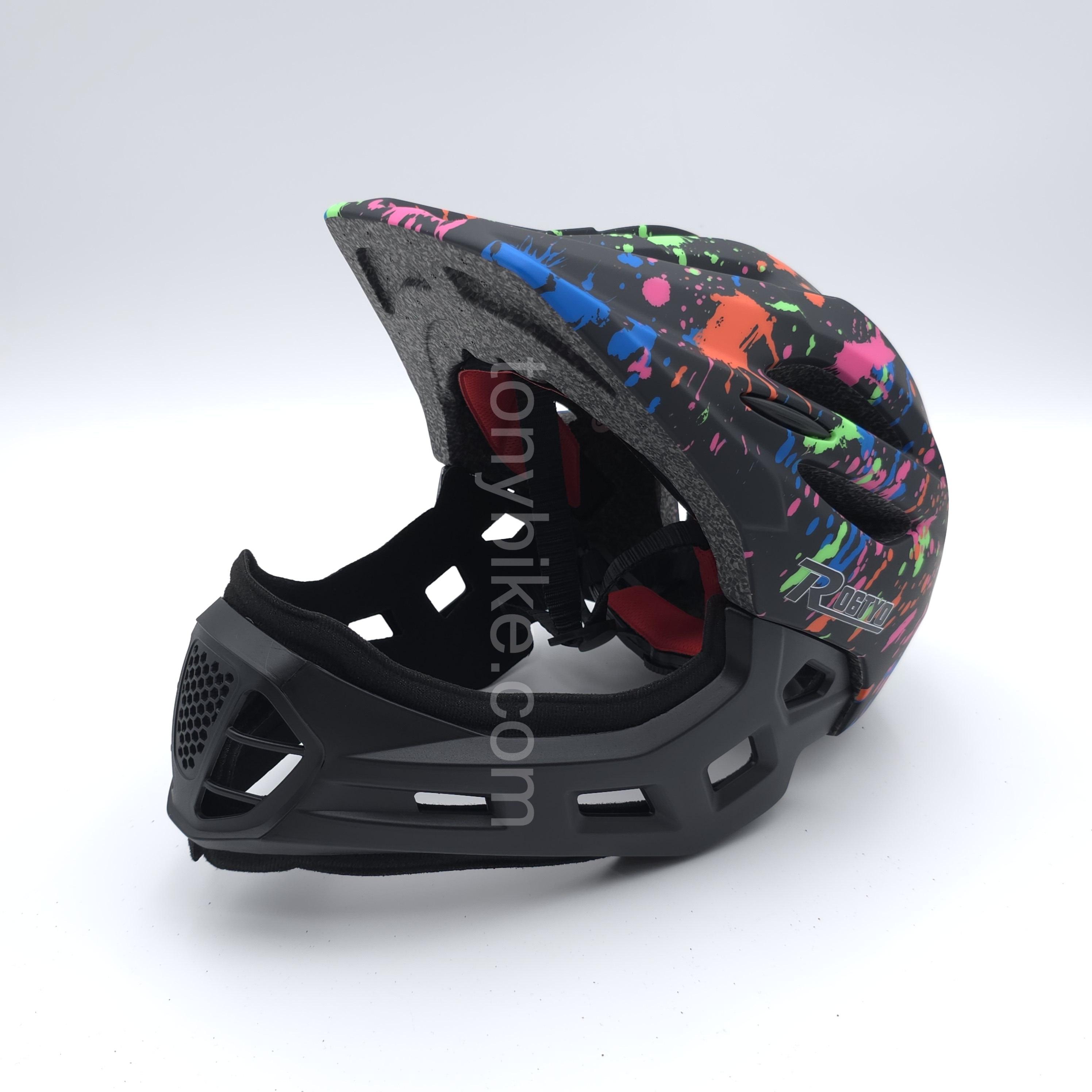 หมวกจักรยานเด็ก เต็มใบ สีดำ ลายเพ้นท์สี 46-53 ซม.