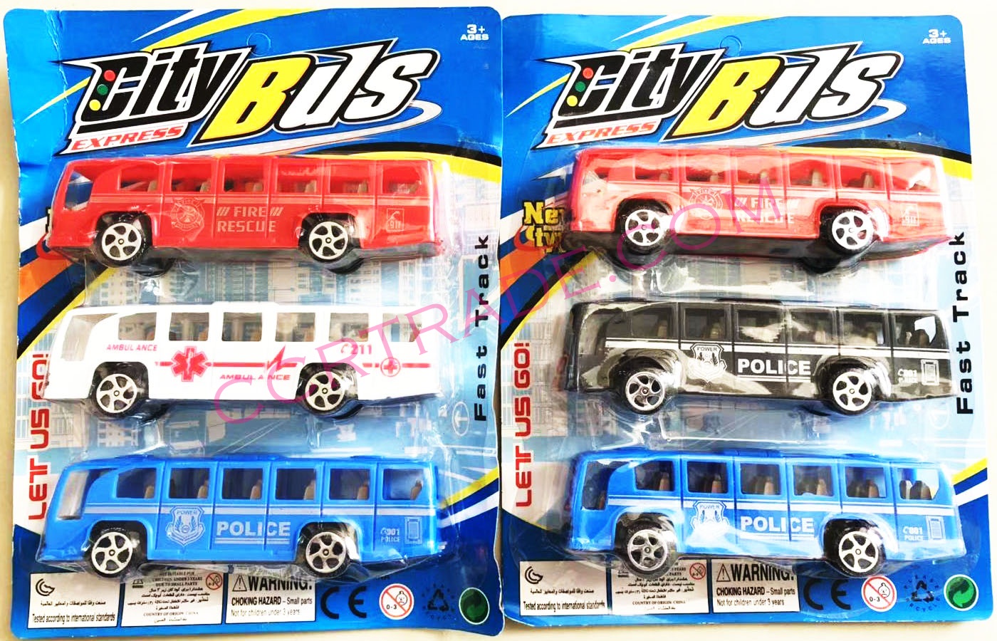 รถบัสสีสด 3 ชิ้น มีลานแผง 21.5 ซม.