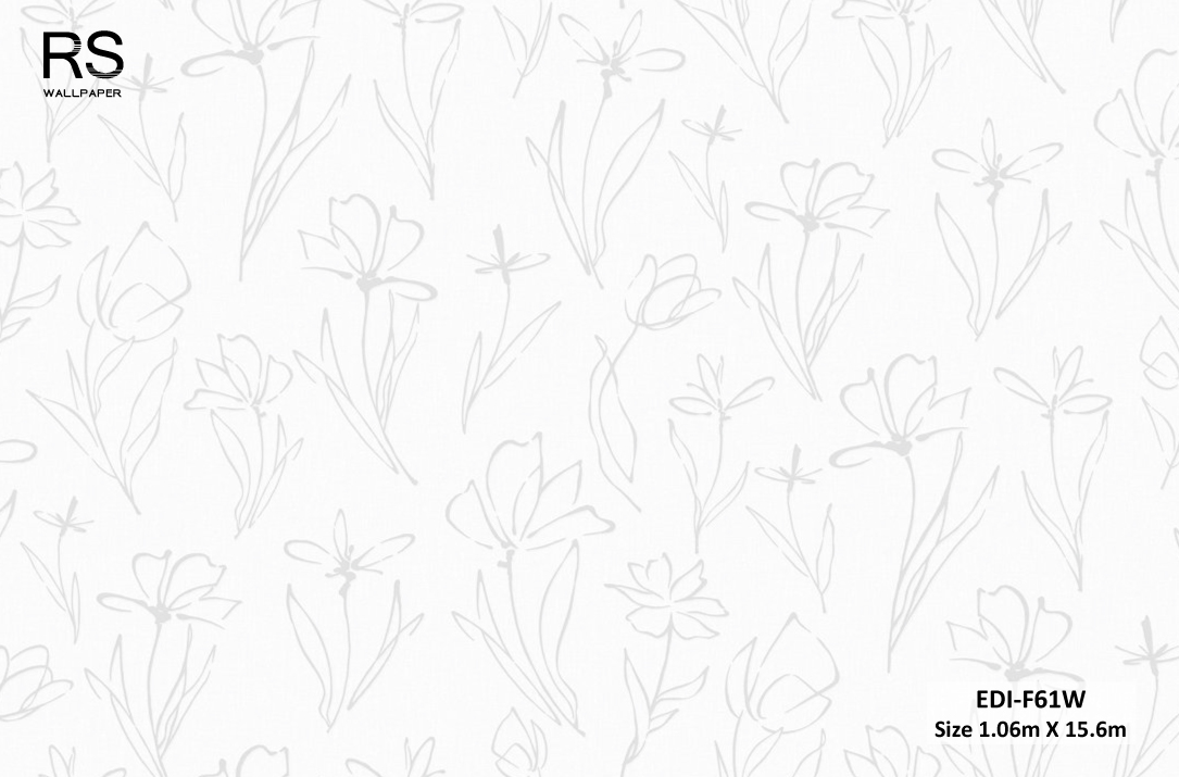 วอลเปเปอร์ ลายดอกไม้สีเงิน พื้นสีเทาอ่อน EDI-F61W