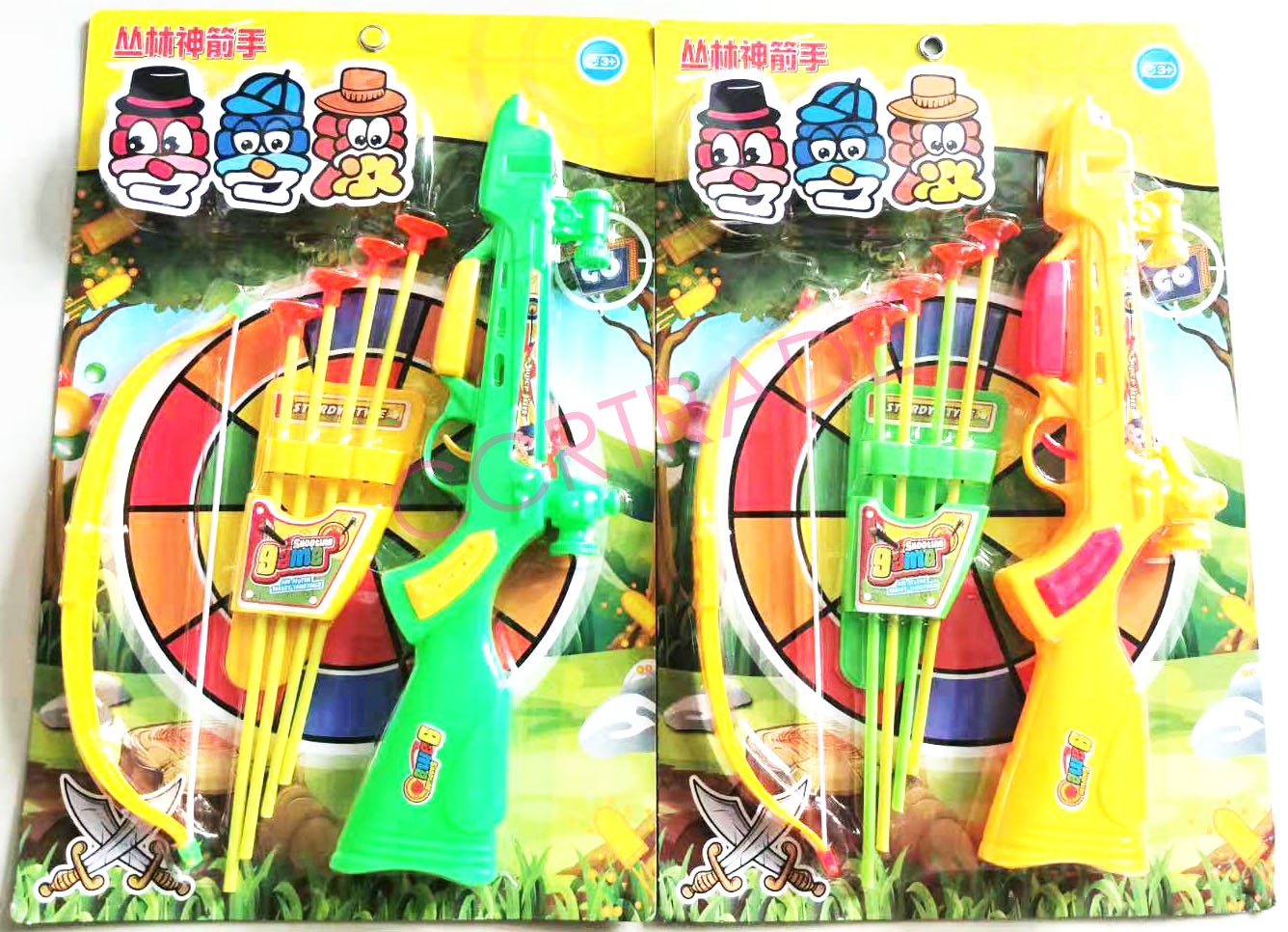 เซ็ทปืนธนู+ธนูสีสดยิงลูกดอกแผง 28.5x43 ซม.(1x3)