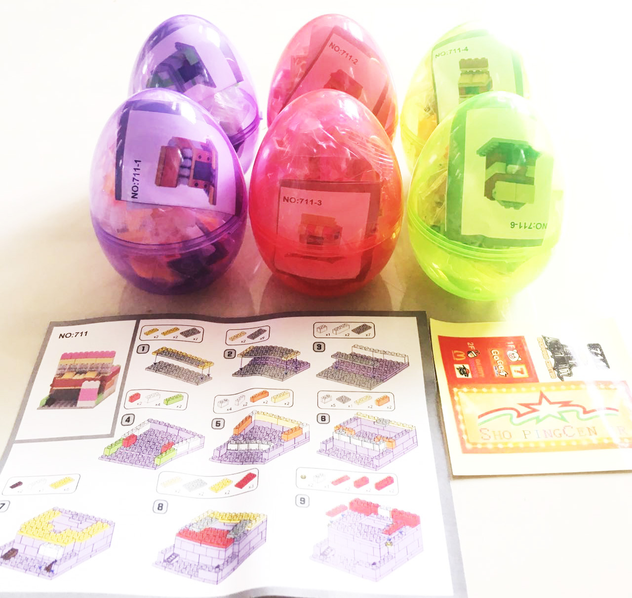 ไข่สีไมโครบล็อค 6 in 1 (ลายร้านฟาสฟู๊ด) (2 กล่อง มี 12 ชิ้น)