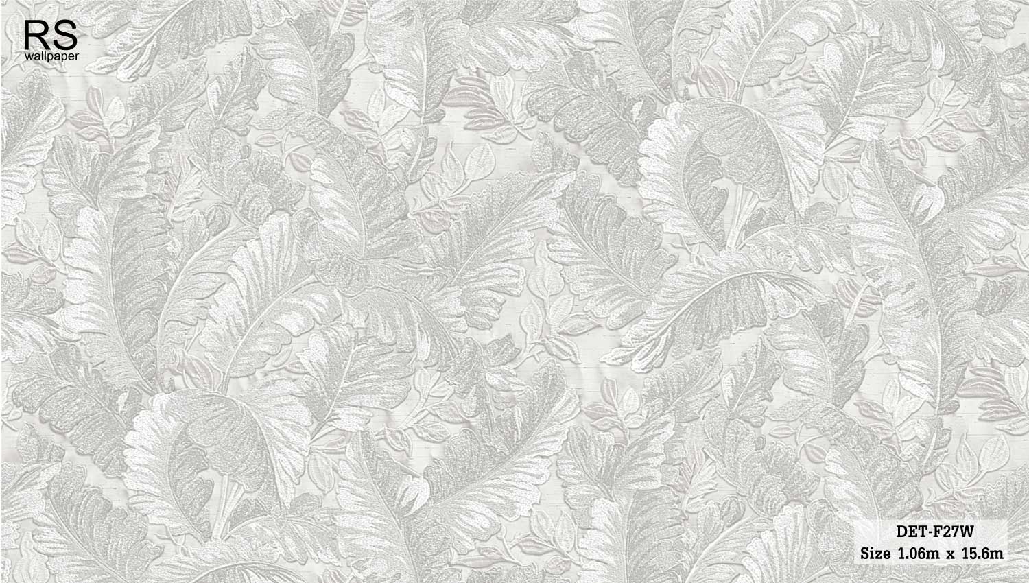 วอลเปเปอร์เทกเจอร์ผ้า ลายใบไม้สไตล์ทรอปิคอล สีเทาอ่อน DET-F27W