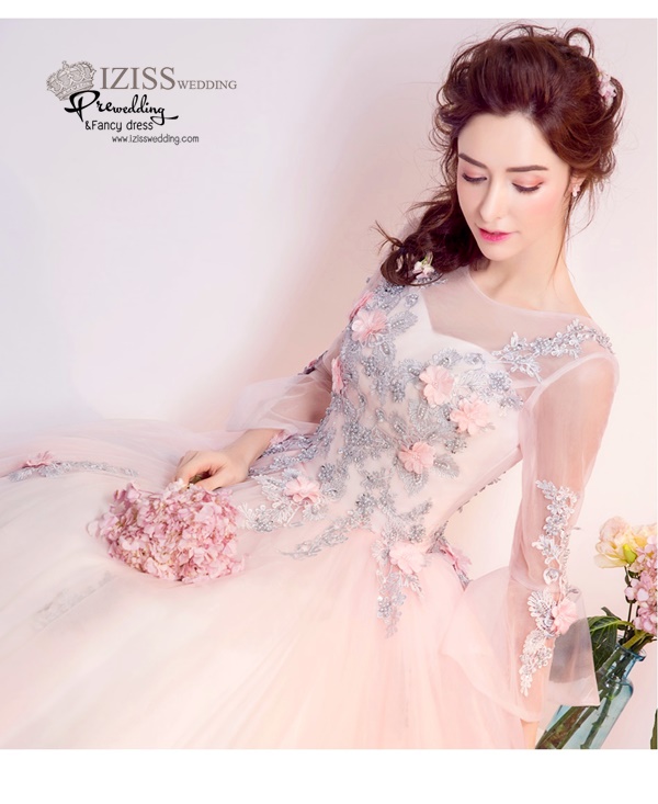 DL008 - **พรีออเดอร์** ชุดราตรี เดรสยาวออกงาน (Night party dresses) ชุดไปงานแต่งงานสวยๆ "ธีมสีโอโรส"