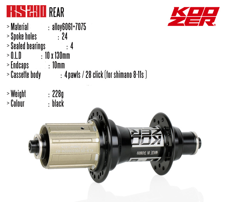 ดุมจักรยานแบบหน้าและหลัง KOOZER RS290 Road Bike 20/24