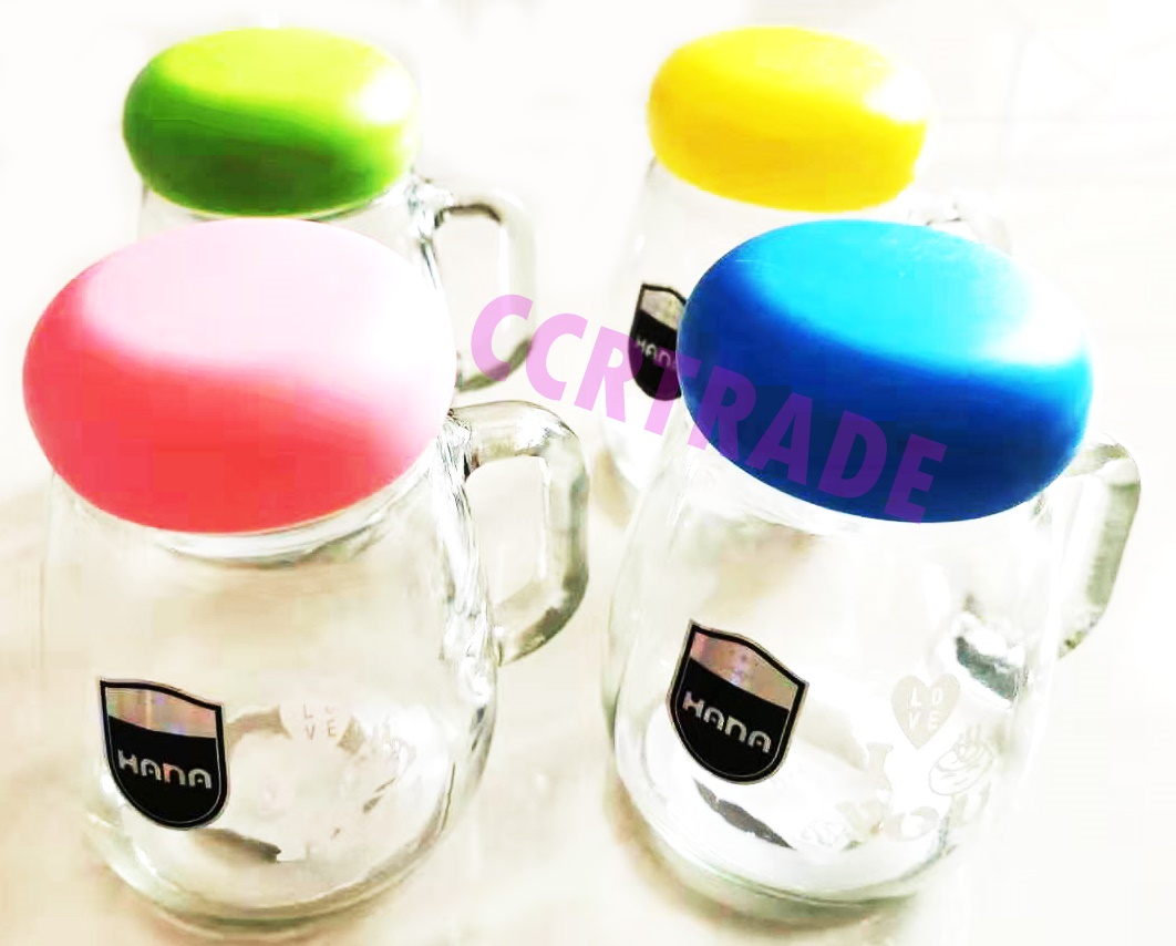 แก้วกาแฟ มีหู+ฝาปิดสีสด 9x11 ซม.