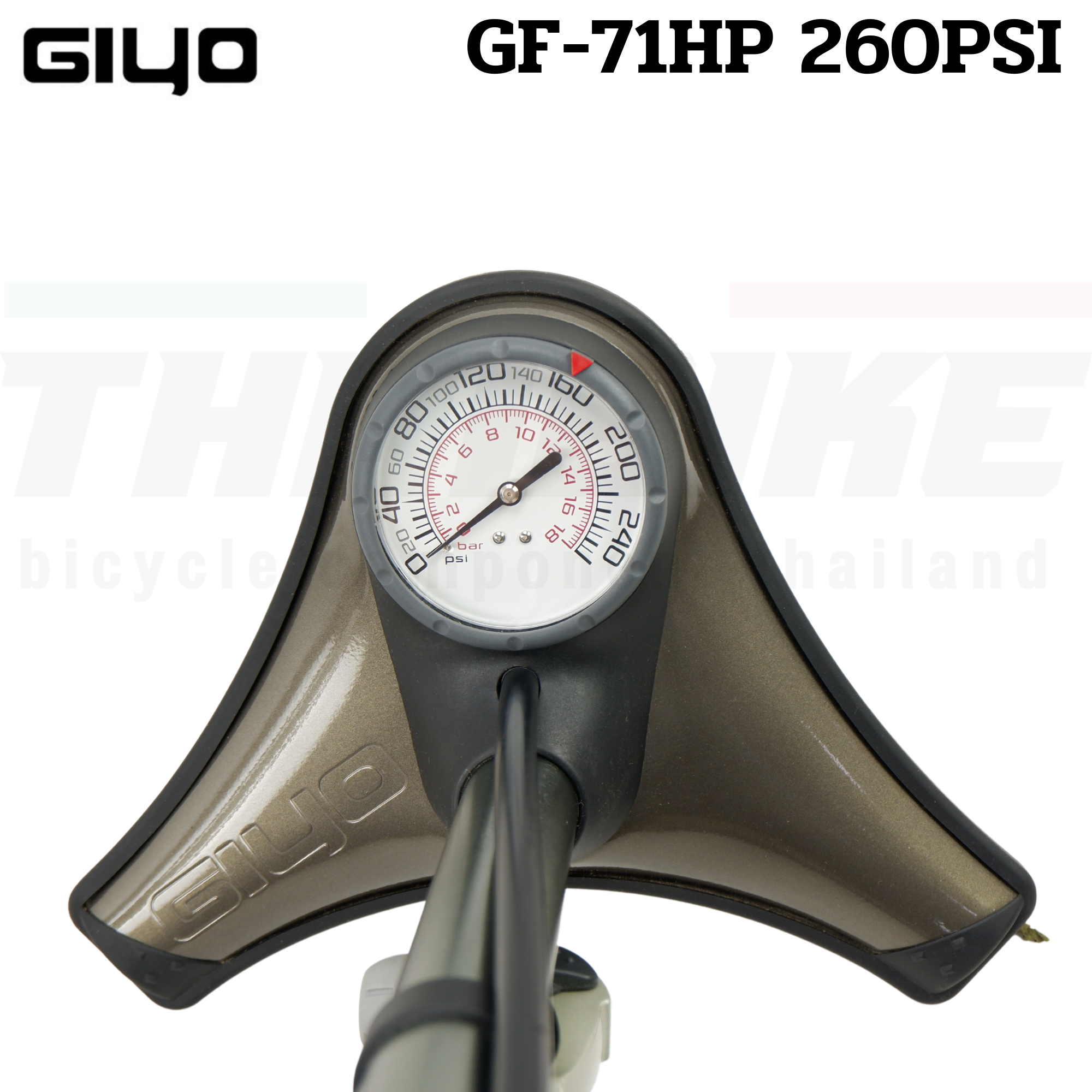 สูบจักรยานตั้งพื้น มอเตอร์ไซต์ GIYO GF-71HP แรงดัน 260PSI/GF-71 180PSI