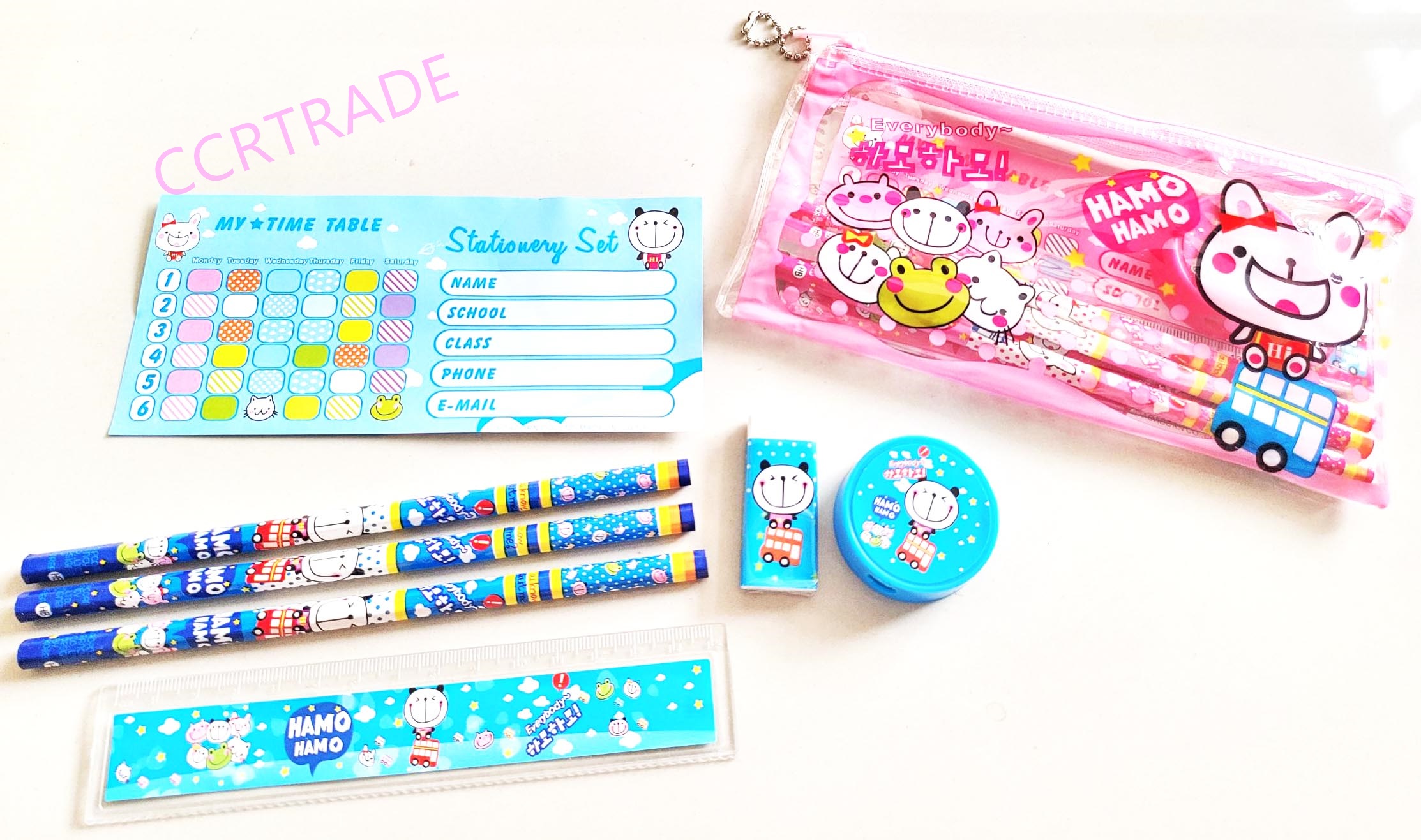 เซ็ทเครื่องเขียน 7 ชิ้นกระเป๋าการ์ตูน 20 ซม.(1x24)