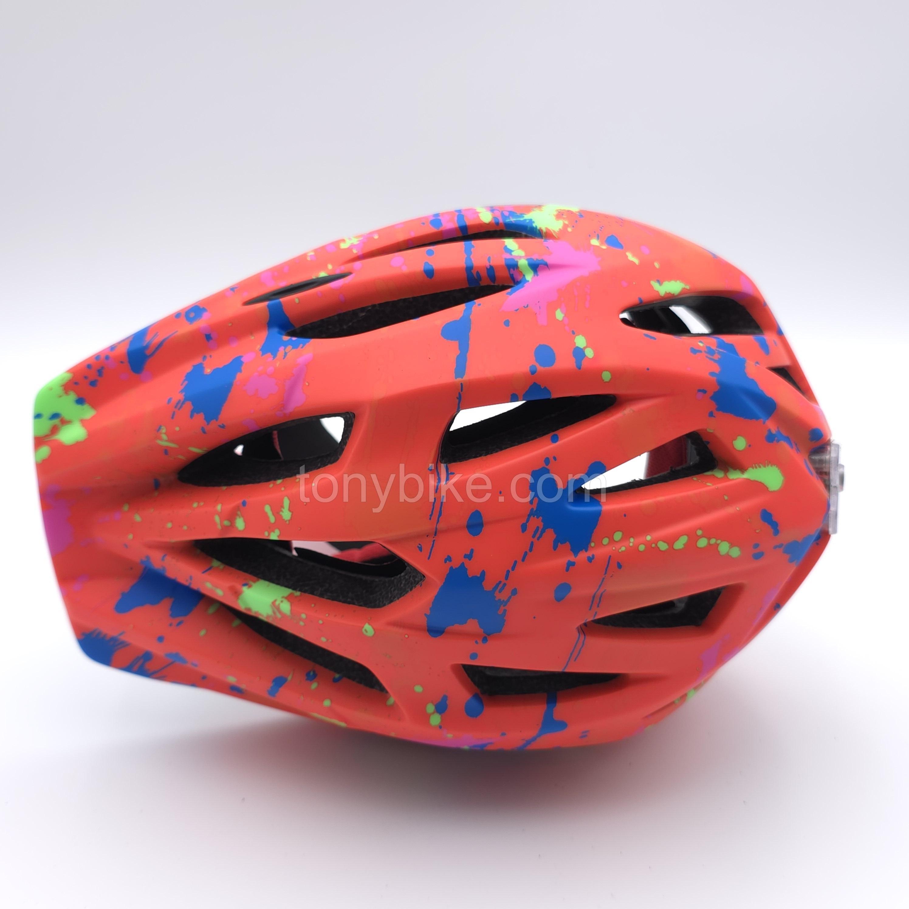 หมวกจักรยานเด็ก เต็มใบ สีแดง เพ้นท์สี 46-53 ซม.