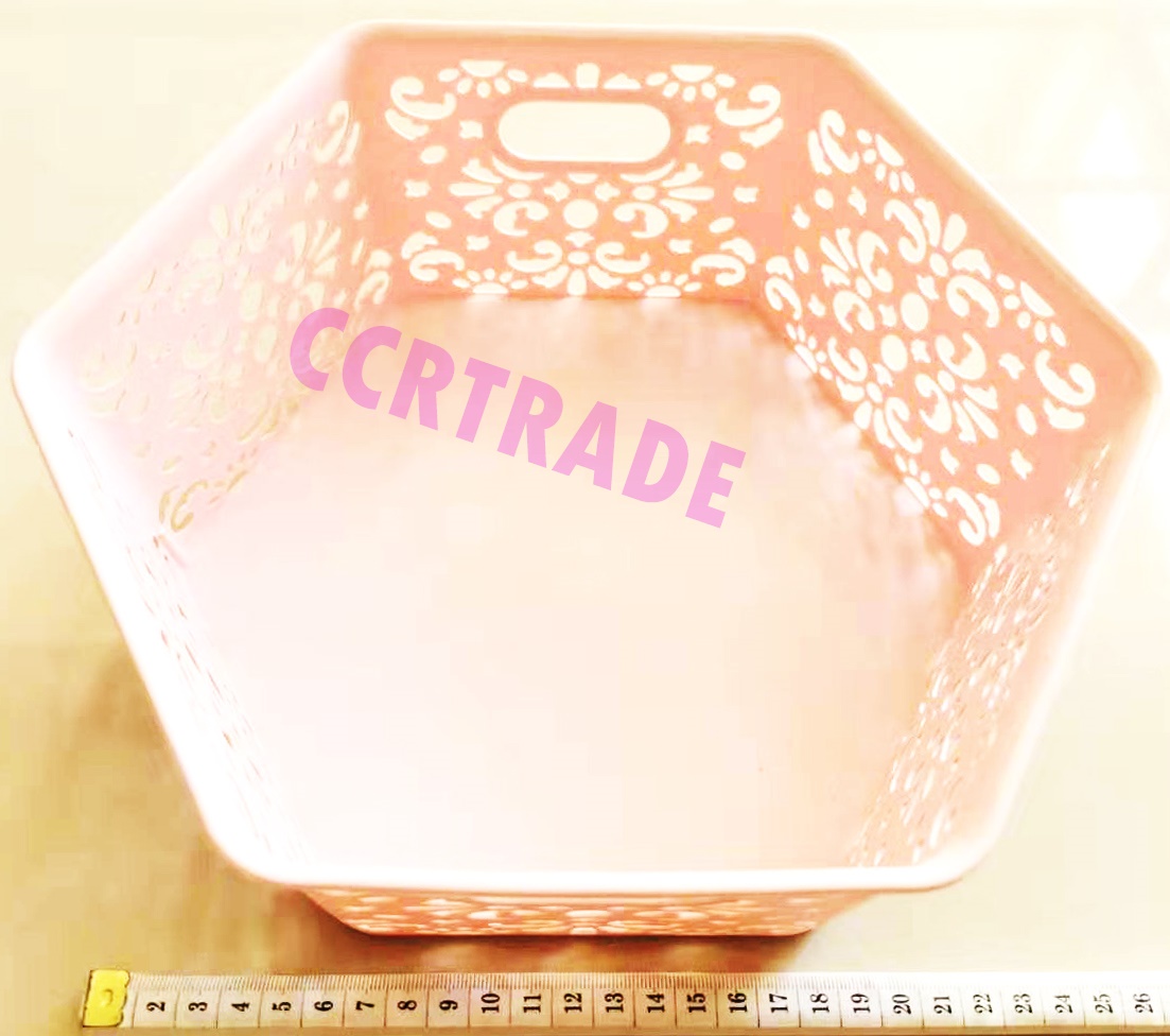 ตะกร้าฉลุพาสเทล หกเหลี่ยม 10x26 ซม.