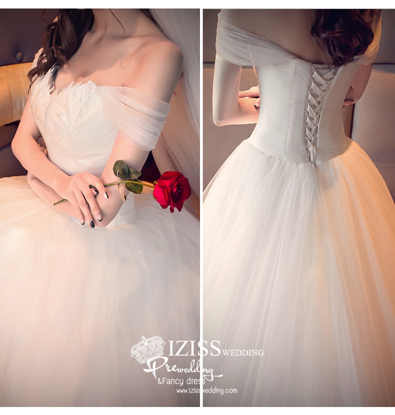 BR333 **พรีออเดอร์**ชุดแต่งงาน&ชุดเจ้าสาวแบบยาวอลังการ สีขาวเกรดพรีเมี่ยม หรูหราน่ารัก สวยโดดเด่นไม่ซ้ำใคร