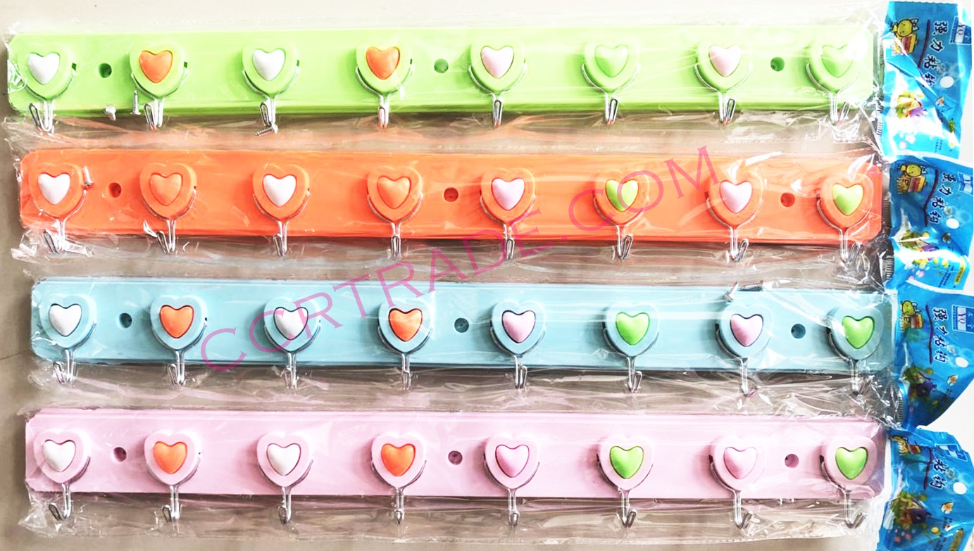 ราวแขวนหัวใจ 8 หัวสีหวาน+น็อต 50 ซม.