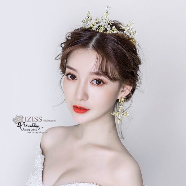 AC002 **พรีออเดอร์**ชุดเทียร่า มงกุฎเพชรพร้อมต่างหู ชุดเครื่องประดับเจ้าสาวสวยหรูดุจเจ้าหญิง