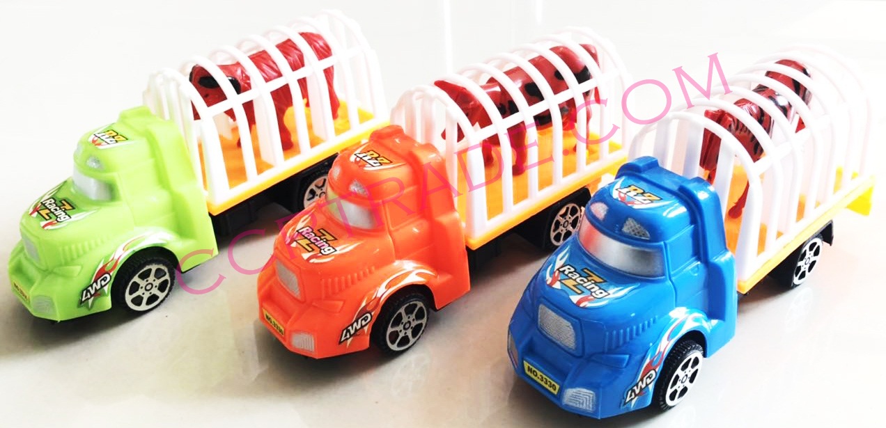 รถบรรทุกสัตว์ป่าสีสด มีลาน(หัวใหญ่) 15.5 ซม.