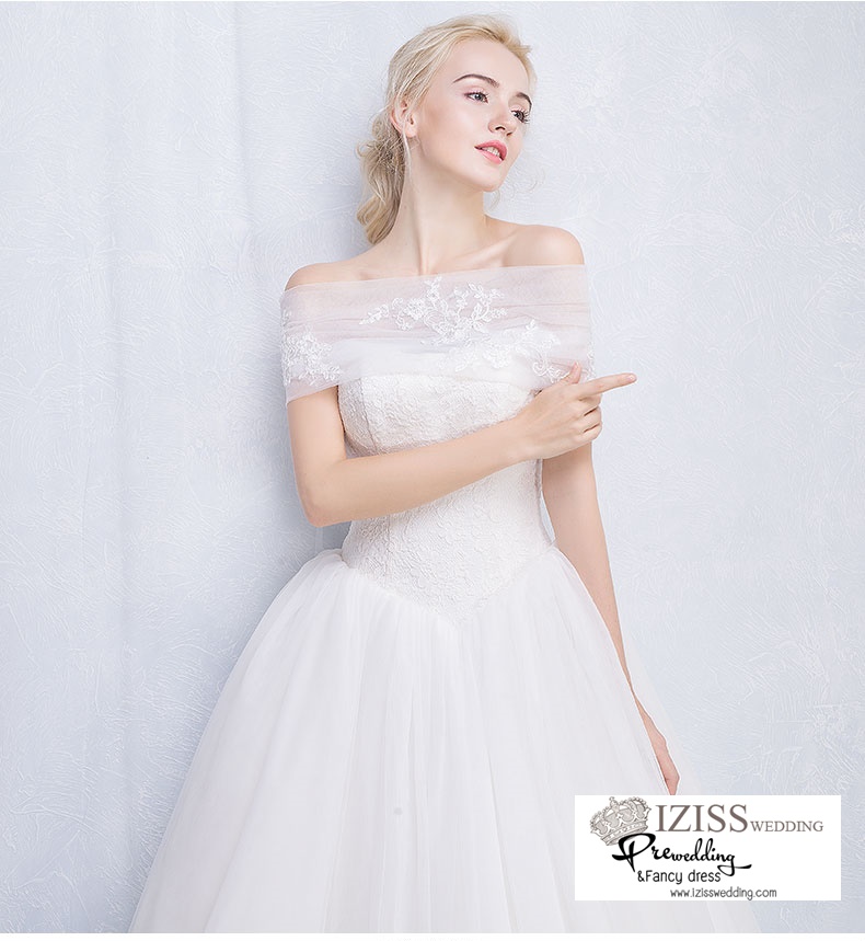 ฺBR104 **พรีออเดอร์**ชุดแต่งงาน&ชุดเจ้าสาวแบบยาวสีขาวเกรดพรีเมี่ยม เปิดไหล่ มีแขน หรูหราน่ารัก สวยโดดเด่นไม่ซ้ำใคร