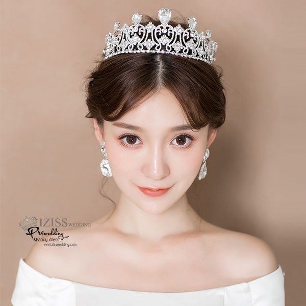 AC021 **พรีออเดอร์**ชุดเทียร่า มงกุฎเพชร พร้อมต่างหู ชุดเครื่องประดับเจ้าสาวสวยหรูดุจเจ้าหญิง