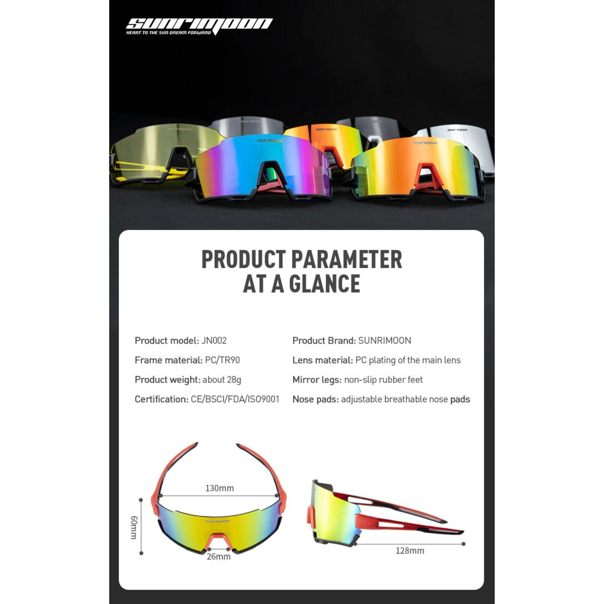 แว่นตาปั่นจักรยาน SUNRIMOON รุ่น JN002