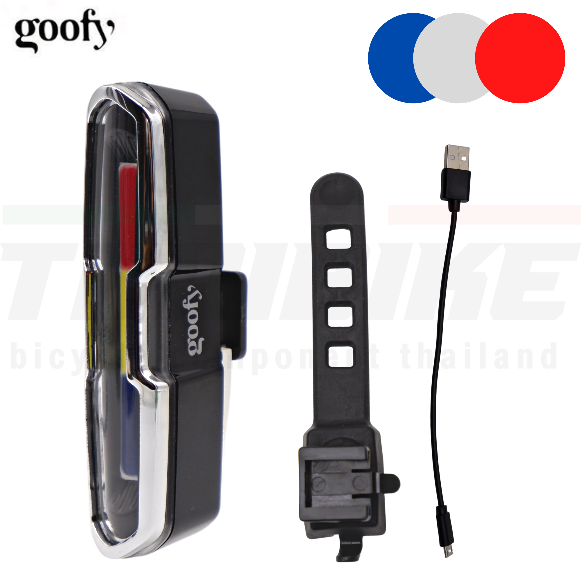 ไฟท้ายจักรยานแบบสองสี ชาร์จ USB GOOFY X7505