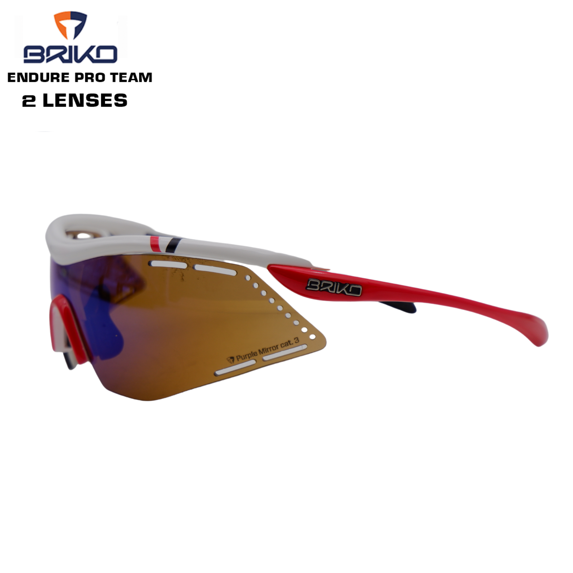 แว่นตากันแดดปั่นจักรยาน BRIKO ENDURE PRO TEAM 2 LENSES (Made in Taiwan)