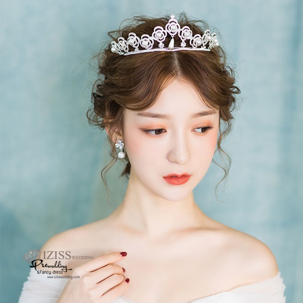 AC026 **พรีออเดอร์**ชุดเทียร่า มงกุฎเพชร พร้อมต่างหู ชุดเครื่องประดับเจ้าสาวสวยหรูดุจเจ้าหญิง