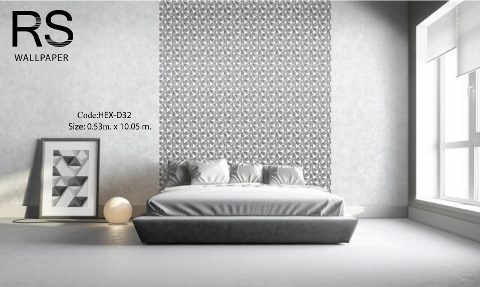 วอลเปเปอร์ลายโมเดิร์นโทนสีขาวเทา HEX-D32