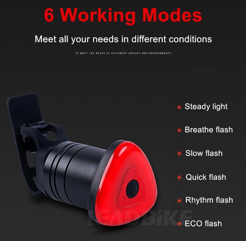 ไฟท้ายจักรยาน เบรคออโต้ ชาร์จ USB Leadbike LED Bicycle
