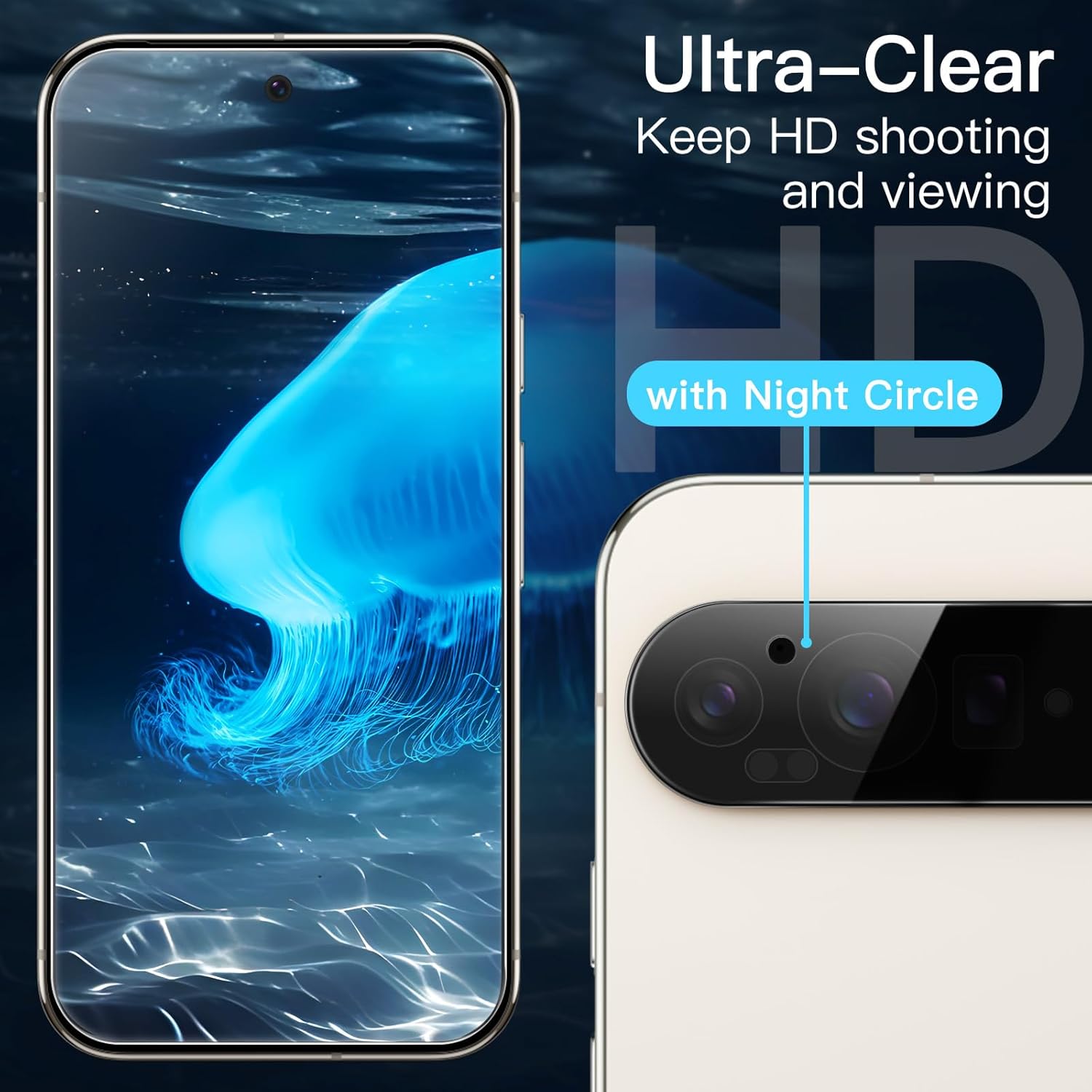 JETech Screen Protector for Google Pixel 9 Pro XL with Camera Lens Protector