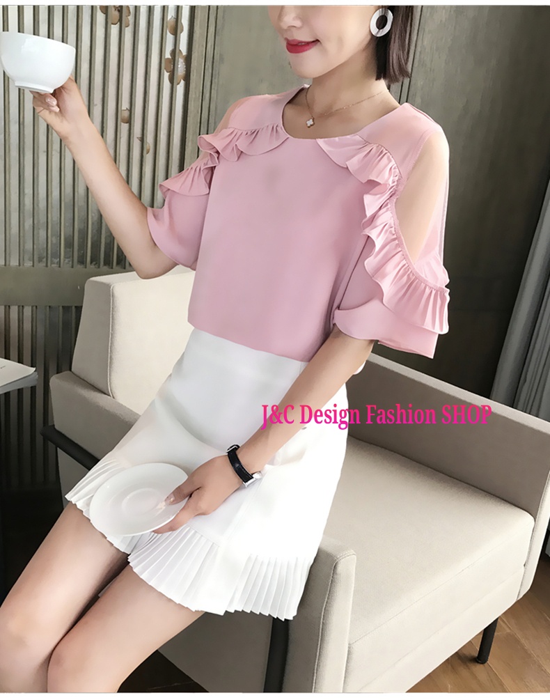 เสื้อทำงานชีฟองสีชมพูกระปิแต่งผ้าอัดพรีทแขนเว้าผ้ามุ้ง เสื้อชีฟองแต่งพรีทสีชมพูกระปิ เสื้อทำงานเกาหลีคอแต่งโบว์ เสื้อสมัครงาน ชุดสมัครงาน เสื้อใส่กับผ้าถุง เสื้อใส่กับผ้าซิ่น