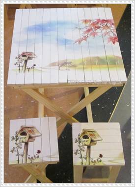 ชุดโต๊ะ เก้าอี้ พับได้ ลายตู้ไปรษณีย์