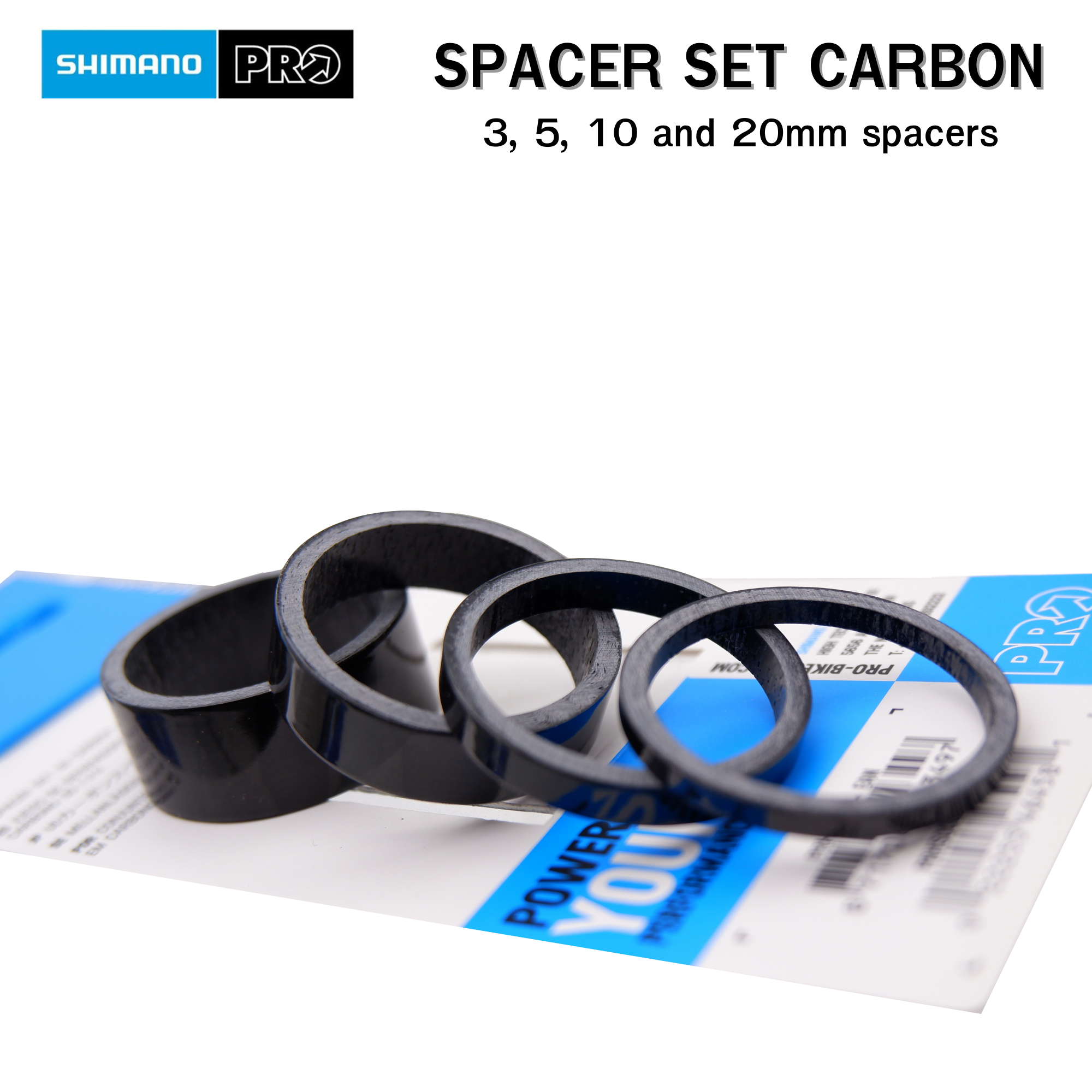 ชุดแหวนรองคอคาร์บอน ชุดสเปเซอร์คาร์บอน, SHIMANO PRO 3MM/5MM/10MM/15MM