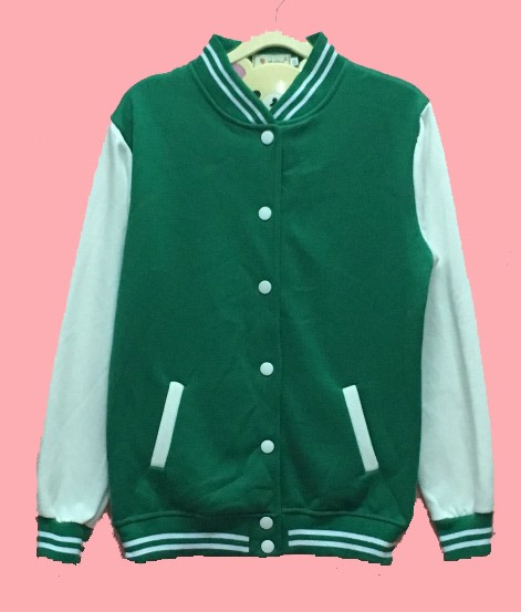 เสื้อเบสบอลสีเขียวอ่อน Baseball Jacket Light Green-White