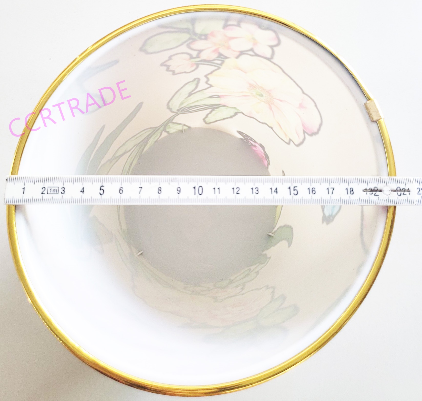 ถังขยะขอบทอง ลายดอกไม้ 20.5x21 ซม.