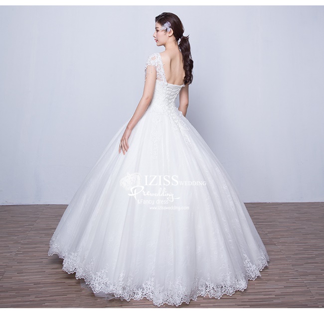 BR121 **พรีออเดอร์**ชุดแต่งงาน&ชุดเจ้าสาวแบบยาวสีขาวเกรดพรีเมี่ยม เปิดไหล่ มีแขน หรูหราน่ารัก สวยโดดเด่นไม่ซ้ำใคร