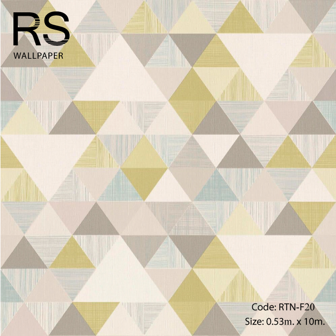 วอลเปเปอร์ลายโมเดิร์นโทนสีเขียว สามเหลี่ยม RTN-F20