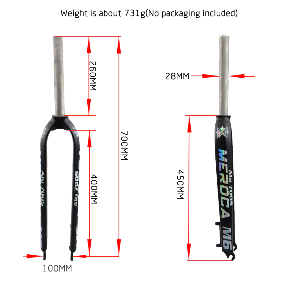 ตะเกียบจักรยานอลูมิเนียม MEROCA M6 ultra light hard fork M6 รองรับ 26/27.5/29 นิ้ว