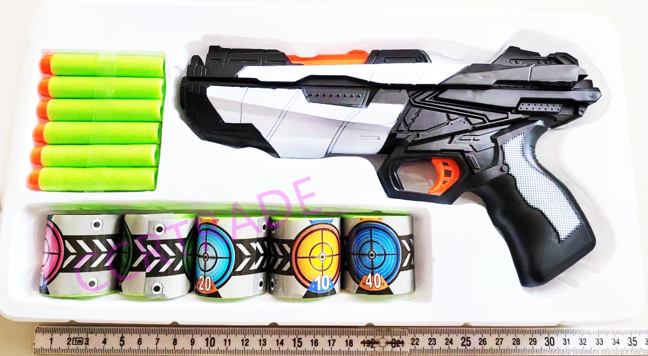 ปืนเนิร์ฟอวกาศ+เป้ากระป๋องกล่องใหญ่ 17.5x34 ซม.(1x3)