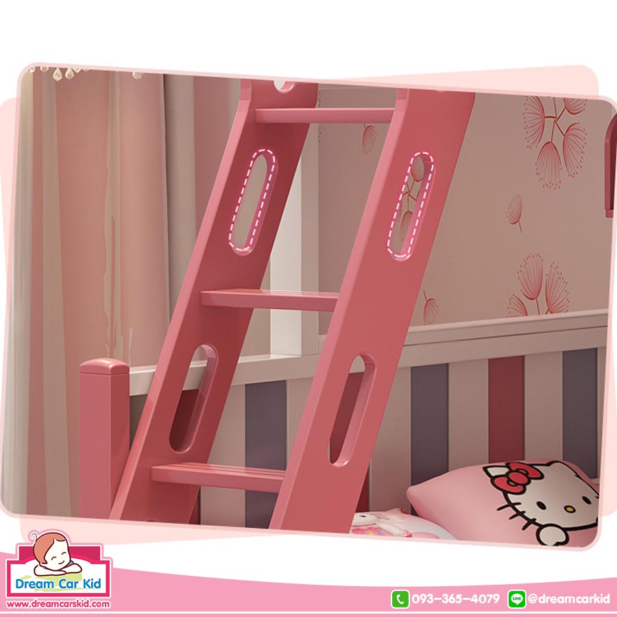 เตียง2 ชั้นสไลเดอร์ รุ่น premier สีชมพู ขนาด 5 ฟุต
