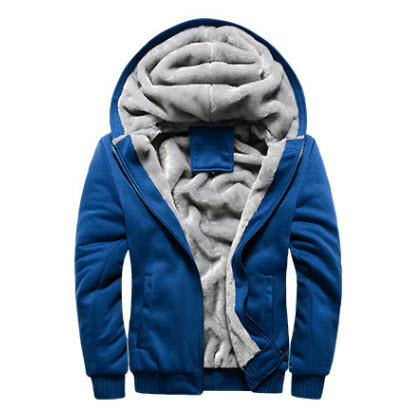 พร้อมส่ง แจ็คเก็ตกันหนาว มีฮูด สีน้ำเงิน บุขนด้านใน ใส่กันหนาว hoodie jacket