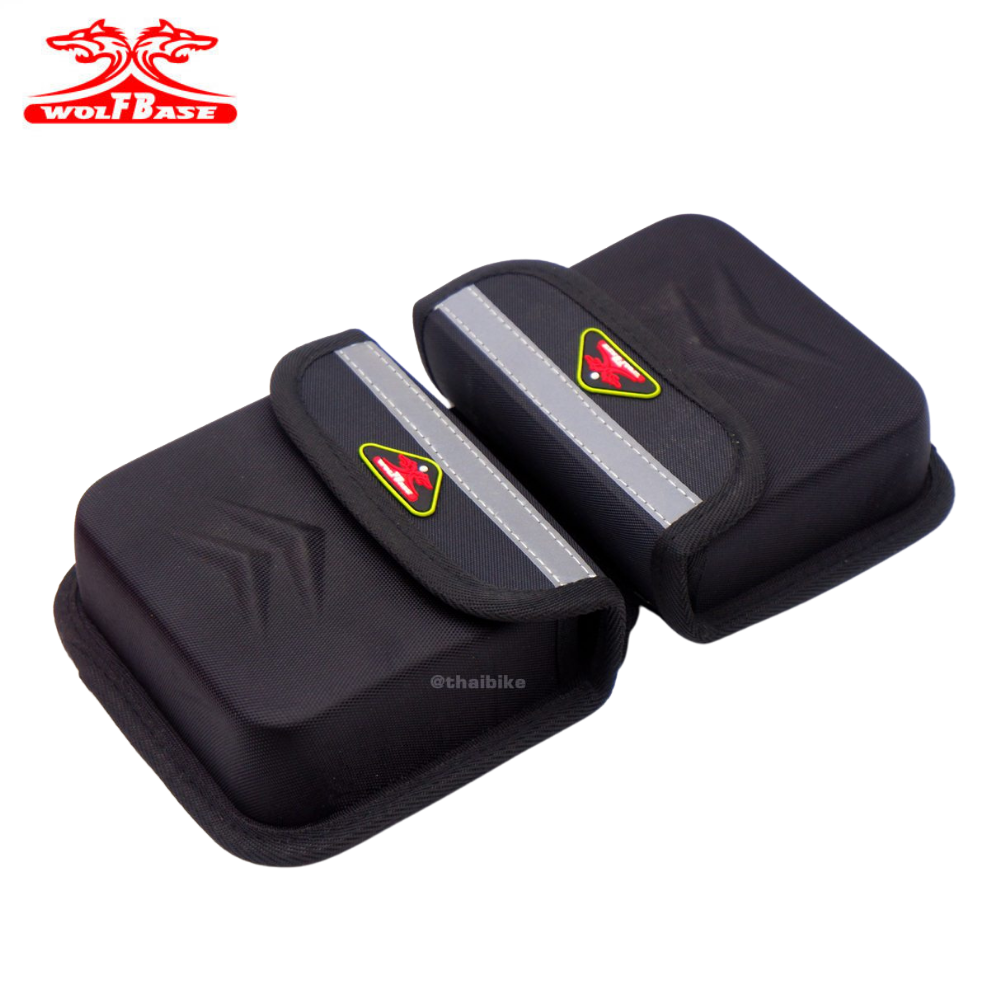 กระเป๋าพาดเฟรมหน้าจักรยานใส่มือถือได้ แบบทรงแข็ง WOLFBASE THAIBIKE พร้อมผ้ากันฝน