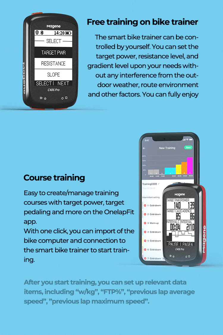 ไมล์จักรยานแบบ Magene C406Pro GPS Bike Computer Speedometer Odometer Cycling Training