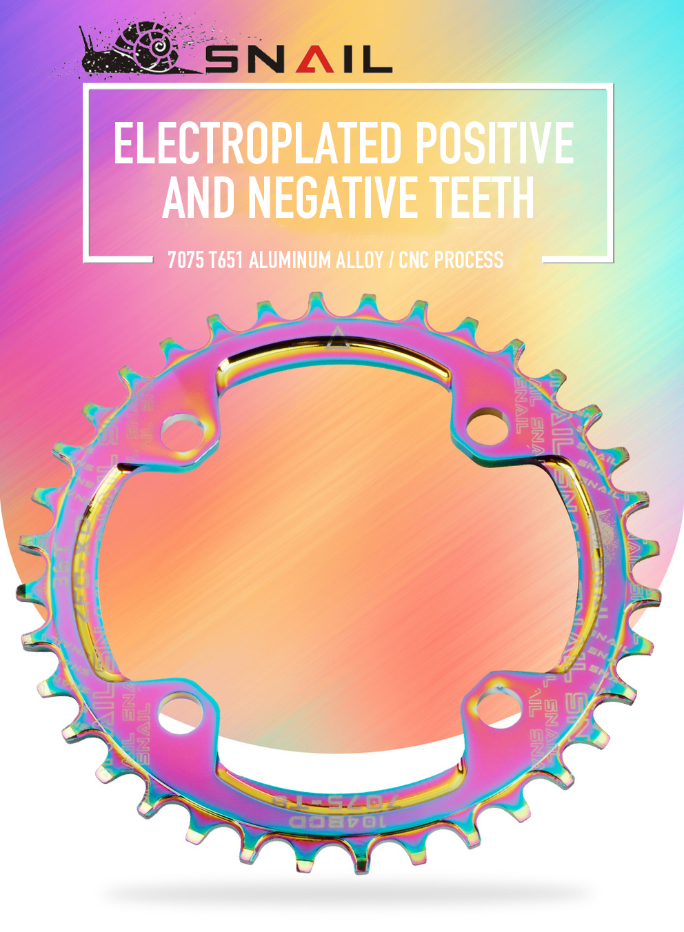 ใบจานจักรยาน สำหรับจานชั้นเดียว SNAIL Chainring 104 BCD 32T 34T 36T 38T