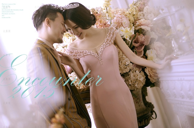 PW466- **พร้อมส่งสีชมพูนู้ดและสีฟ้า**ชุดแต่งงานแฟนซี ชุดเดรสสีชมพูนู้ด ชุดยกน้ำชา ชุดถ่ายพรีเวดดิ้ง (prewedding dress) & ชุดแต่งงานแฟนซี (Fancy wedding dress) "ธีมสีชมพูนู้ด"