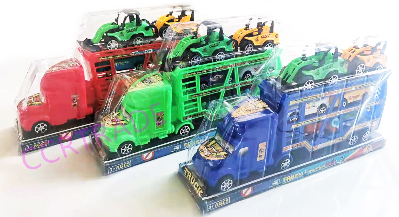 รถบรรทุกก่อสร้าง 3 ชั้นสีสด มีลานฝาครอบ 18x33.5 ซม.(1x3)