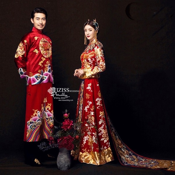 PW622 **พร้อมส่งค่ะ**ชุดแฟนซีกี่เพ้าประยุกต์ ชุดคู่ถ่ายพรีเวดดิ้ง ชุดยกน้ำชา ชุดแต่งงานแฟนซี ชุดจีนชายหญิง "ธีมสีแดง"